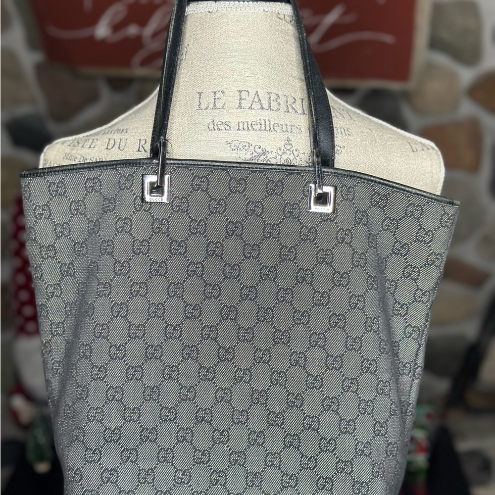 Gucci Gray Monogram Tote Bag